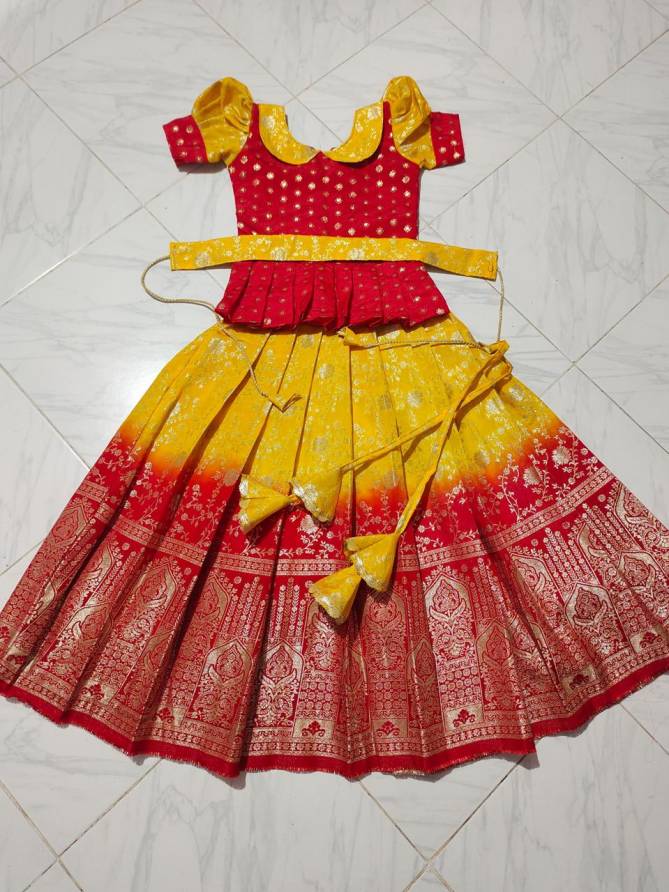 Ajd 7942 Silk Designer Kids Wear Girls Gown Wholesale Price In Surat